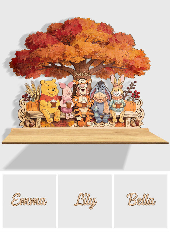 Personalized Wooden Floating Shelf with Honey Bear Design for Kids Wooden Floating Shelf GradoCreations