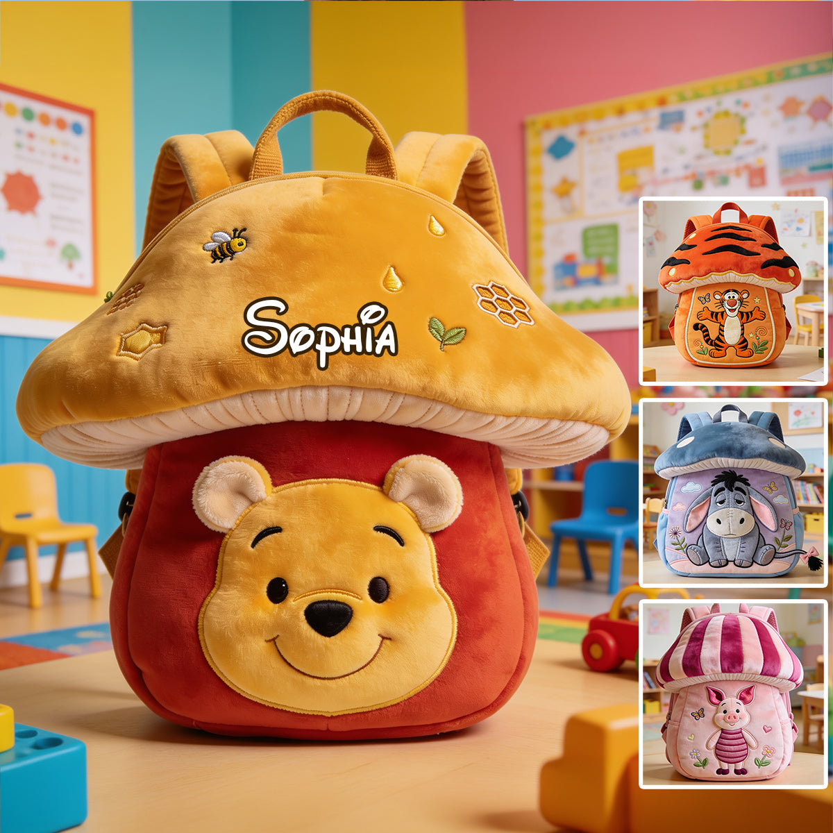 Personalized Honey Bear Plush Backpack for Kids and Adults Plush Backpack GradoCreations