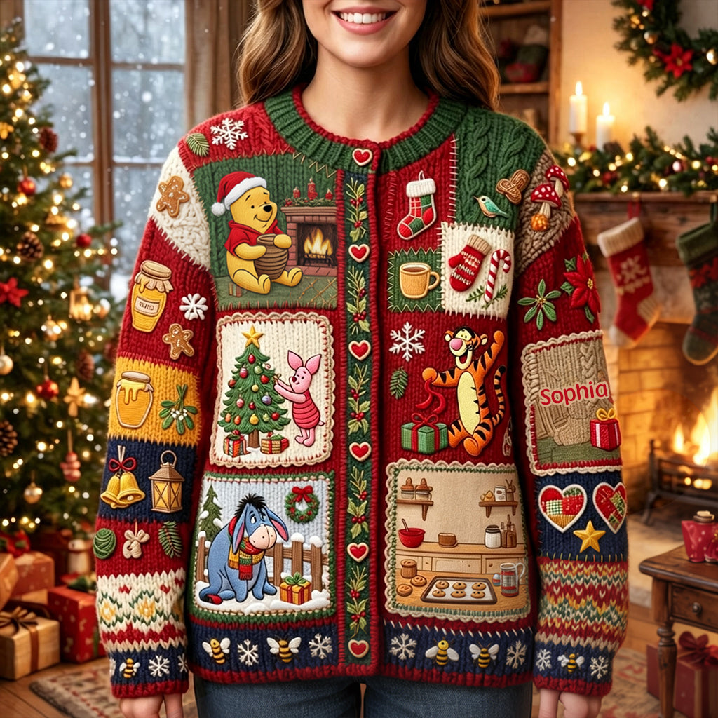 Personalized Christmas Cardigan Sweater with 3D Design for Women Cardigan Sweater GradoCreations