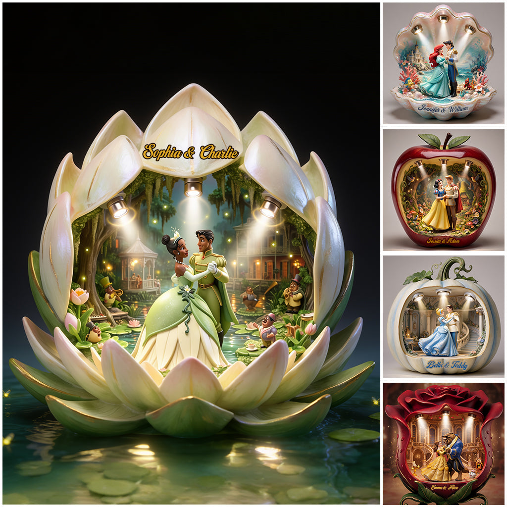 Personalized 3D Princess Wooden Light Shadow Box Gift Wooden Light Shadow Box GradoCreations