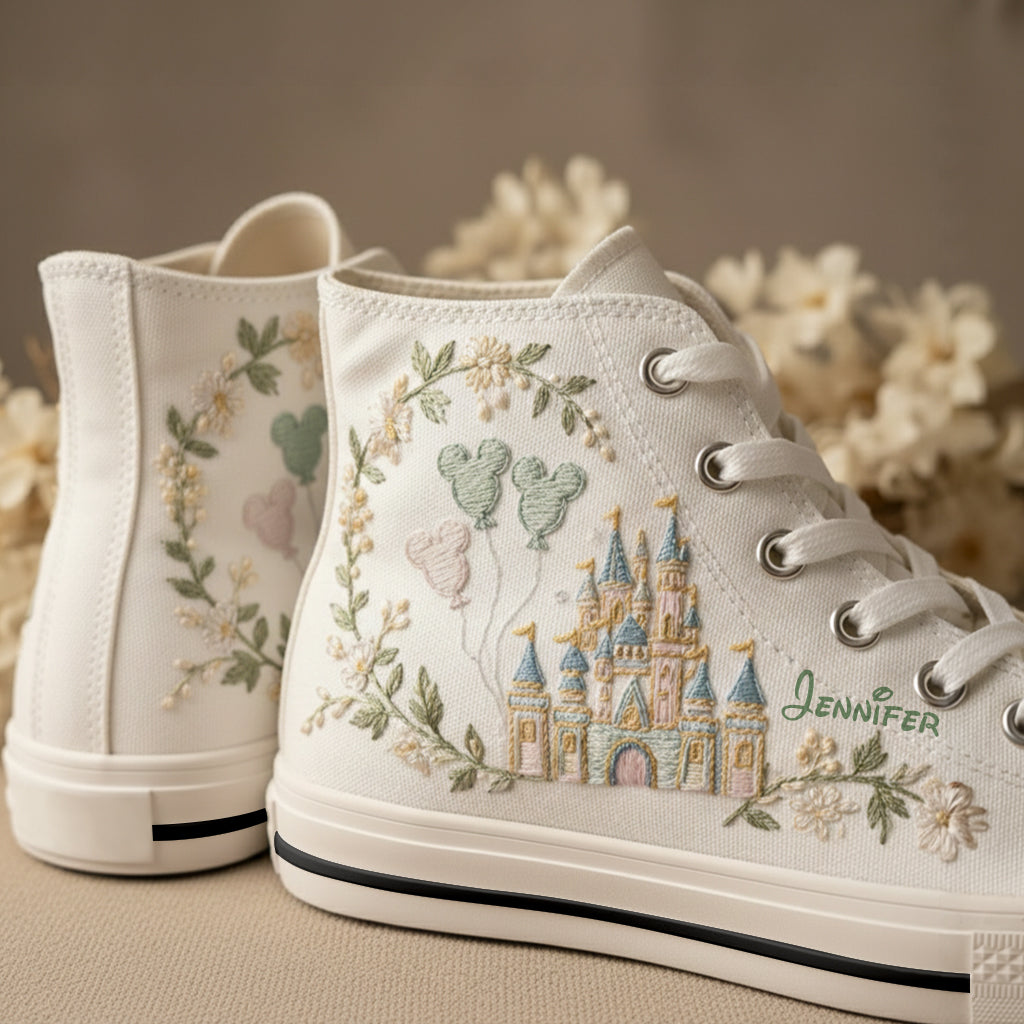 Personalized High Top Shoes with Enchanted Castle Design High top shoes GradoCreations