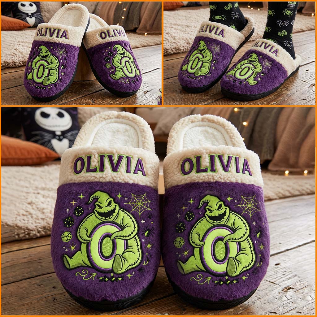 Personalized Nightmare Slippers Custom Name Gift for Halloween Slippers GradoCreations