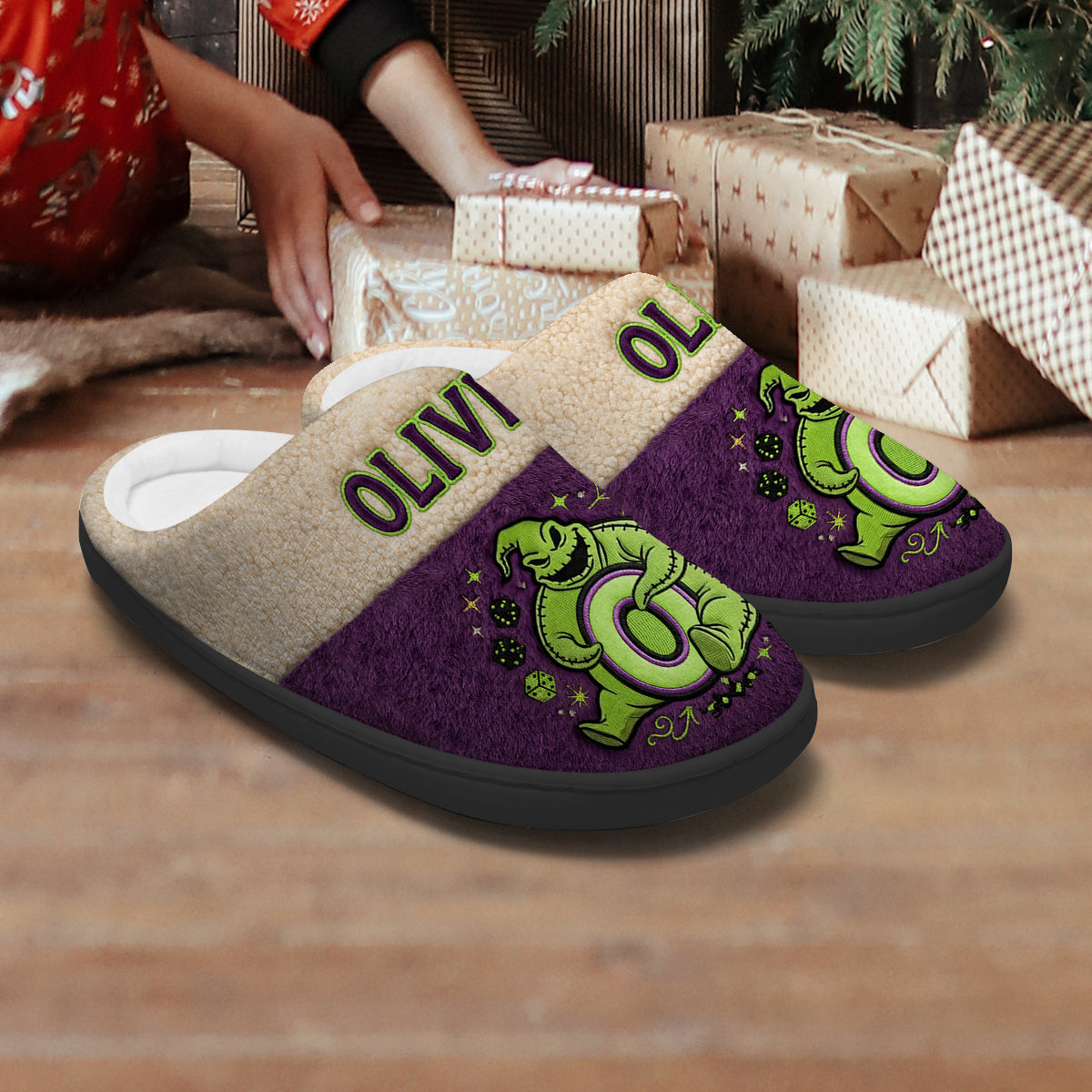 Personalized Nightmare Slippers Custom Name Gift for Halloween Slippers GradoCreations