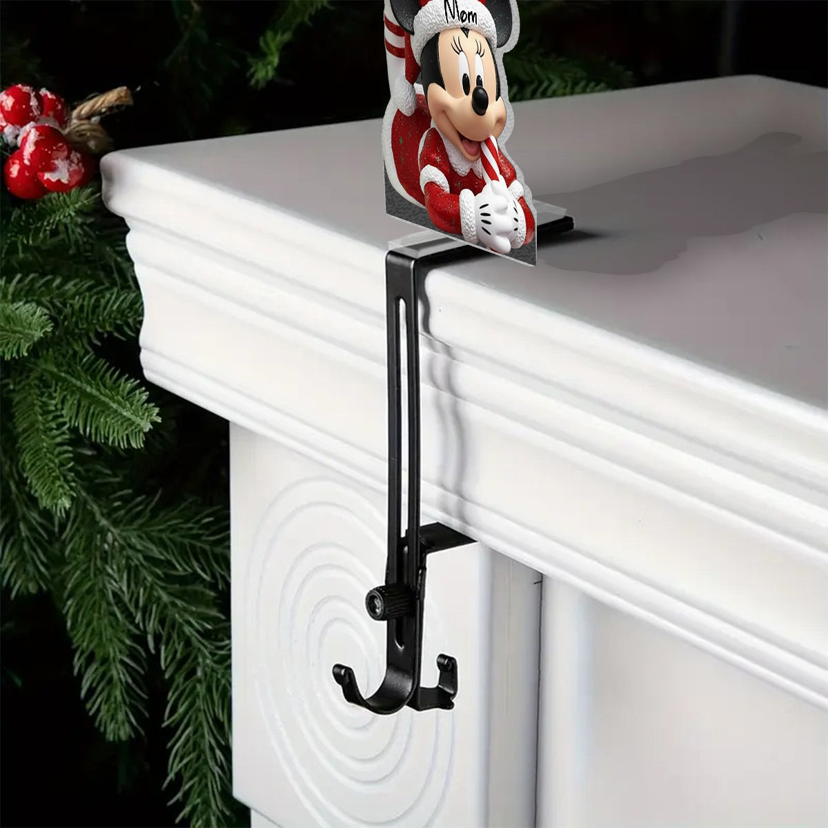 Personalized Mouse Shaped Stocking Hanger Custom Name for Christmas Shaped Stocking Hanger GradoCreations