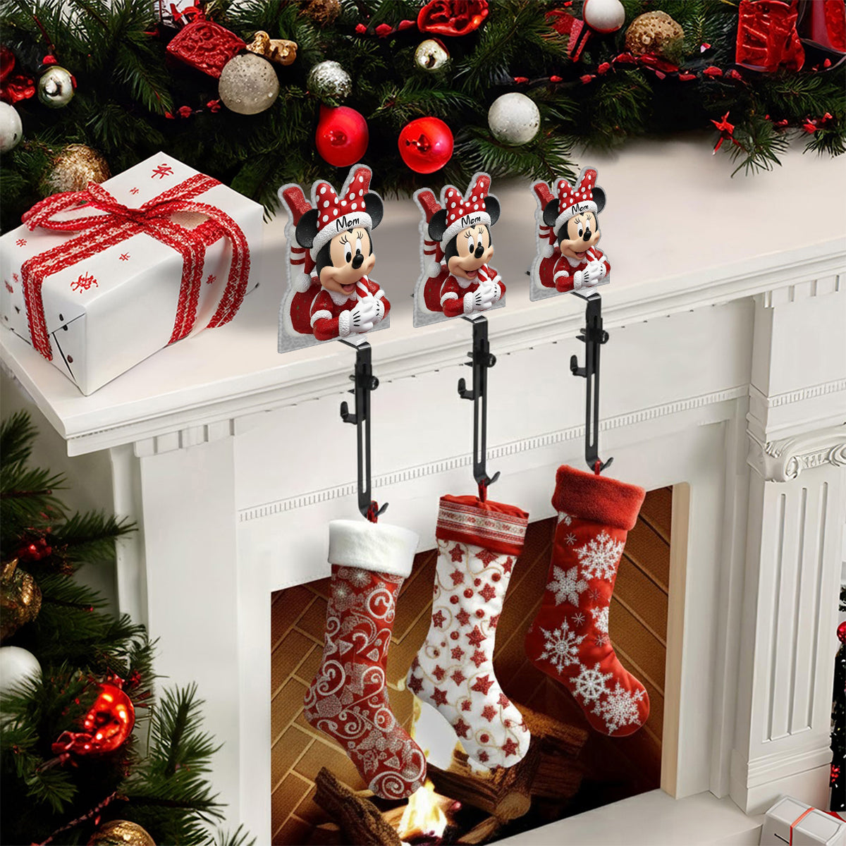 Personalized Mouse Shaped Stocking Hanger Custom Name for Christmas Shaped Stocking Hanger GradoCreations