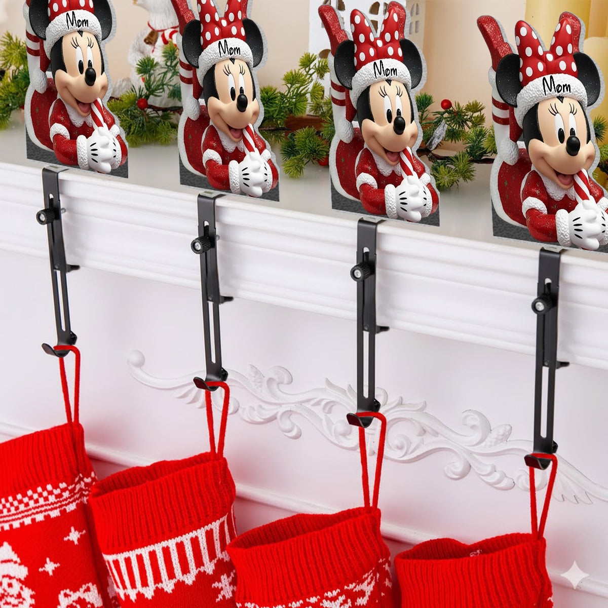 Personalized Mouse Shaped Stocking Hanger Custom Name for Christmas Shaped Stocking Hanger GradoCreations