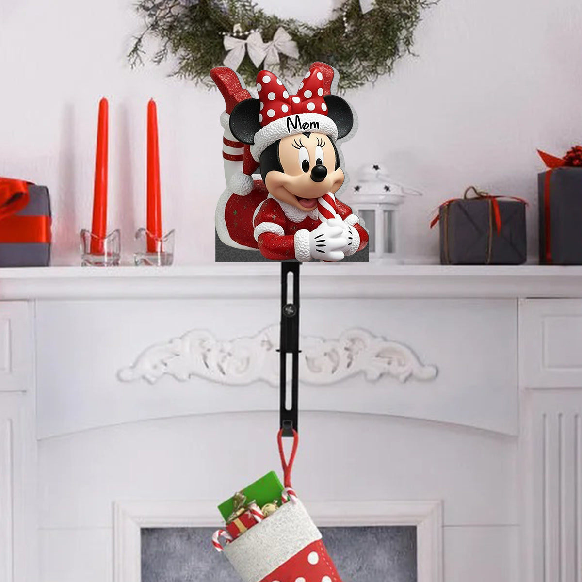 Personalized Mouse Shaped Stocking Hanger Custom Name for Christmas Shaped Stocking Hanger GradoCreations