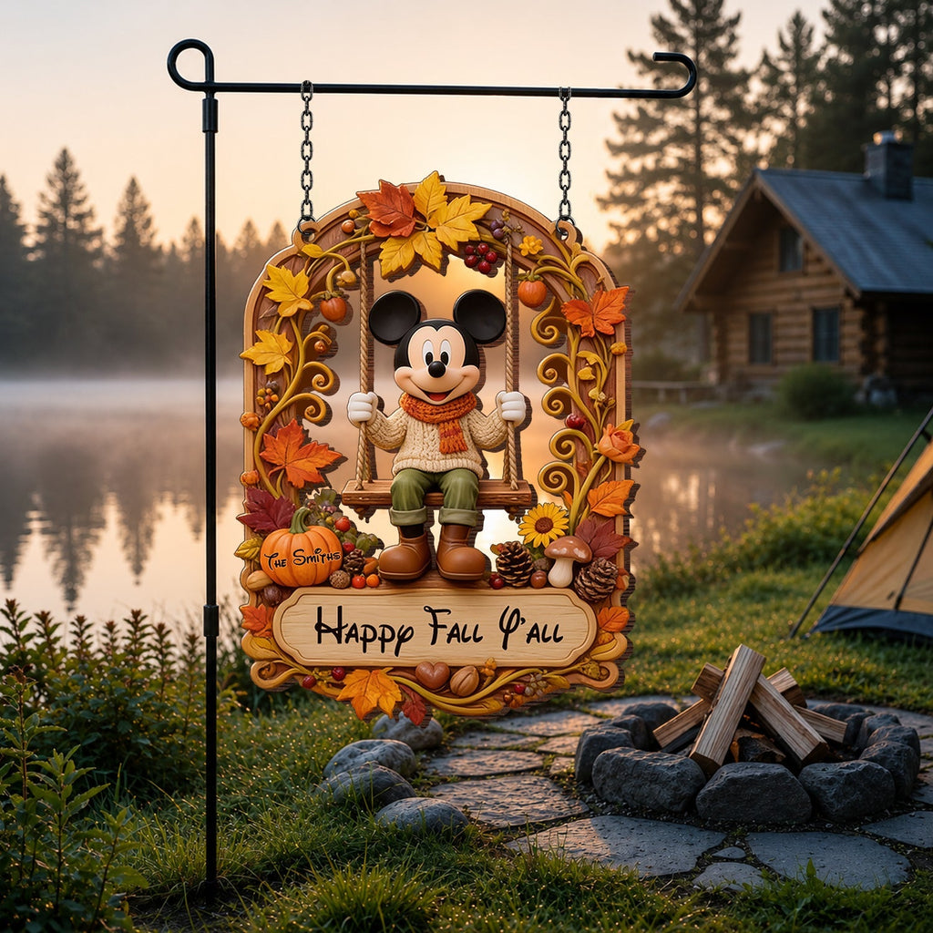 Personalized Happy Fall Y'all Wood Sign with Stake for Garden Wood Sign With Stake GradoCreations