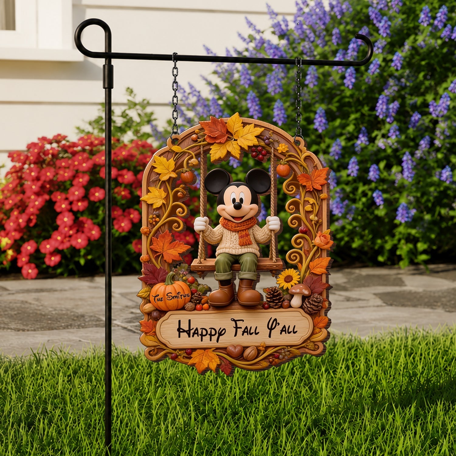 Personalized Happy Fall Y'all Wood Sign with Stake for Garden Wood Sign With Stake GradoCreations