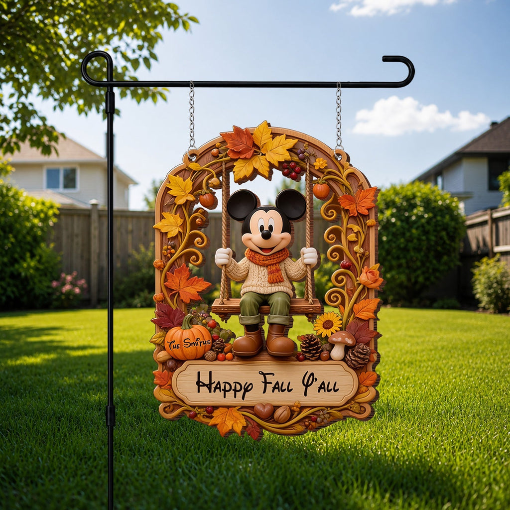 Personalized Happy Fall Y'all Wood Sign with Stake for Garden Wood Sign With Stake GradoCreations