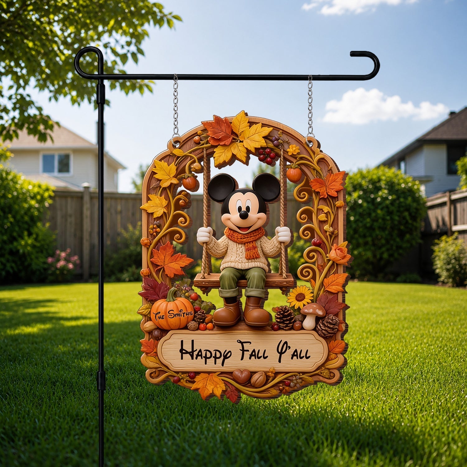 Personalized Happy Fall Y'all Wood Sign with Stake for Garden Wood Sign With Stake GradoCreations