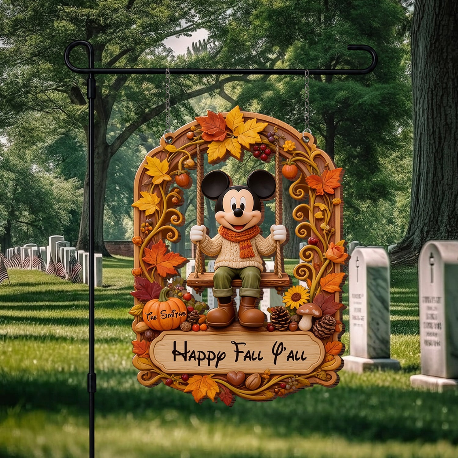Personalized Happy Fall Y'all Wood Sign with Stake for Garden Wood Sign With Stake GradoCreations