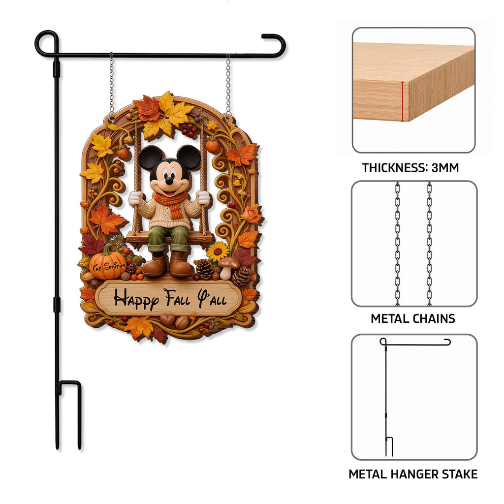 Personalized Happy Fall Y'all Wood Sign with Stake for Garden Wood Sign With Stake GradoCreations