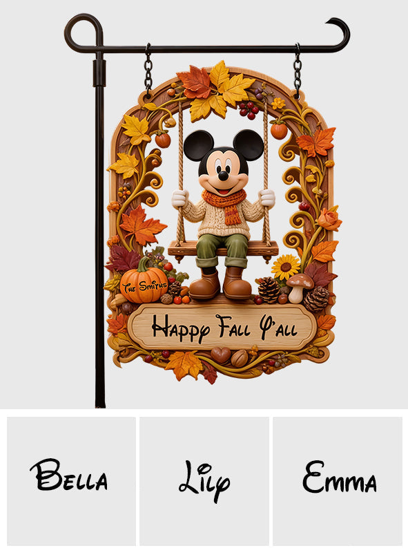 Personalized Happy Fall Y'all Wood Sign with Stake for Garden Wood Sign With Stake GradoCreations