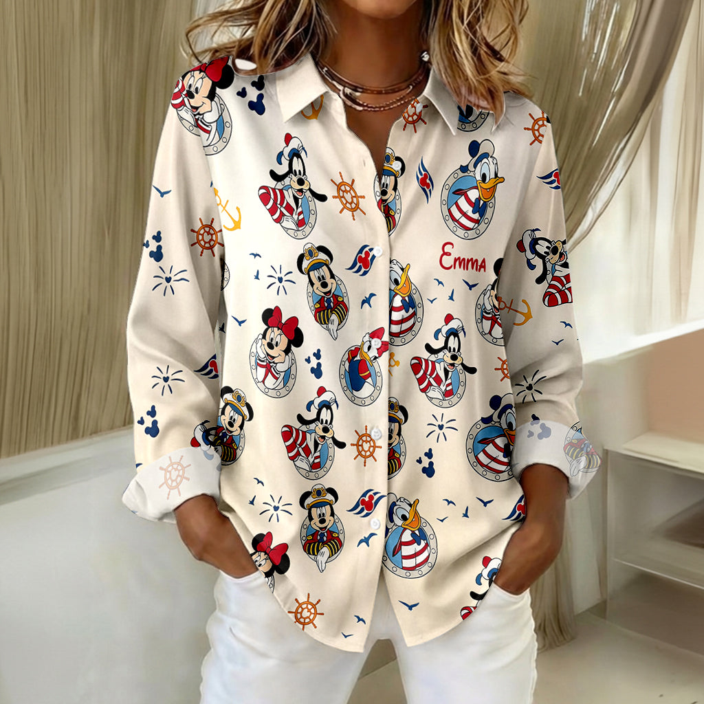 Personalized Disney Cruise Button-Up Shirt Custom Name Gift Button-Up Shirt GradoCreations