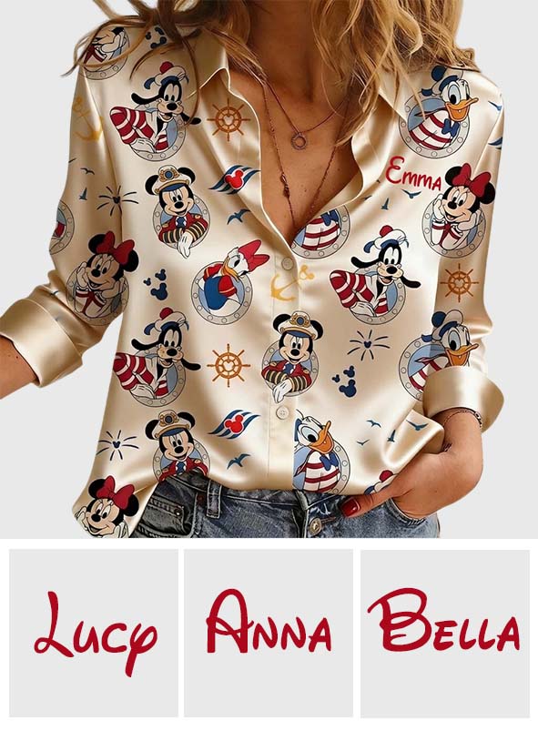 Personalized Disney Cruise Button-Up Shirt Custom Name Gift Button-Up Shirt GradoCreations
