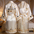 Personalized Satin Robe with Disney Castle Design for Women Satin Robe GradoCreations