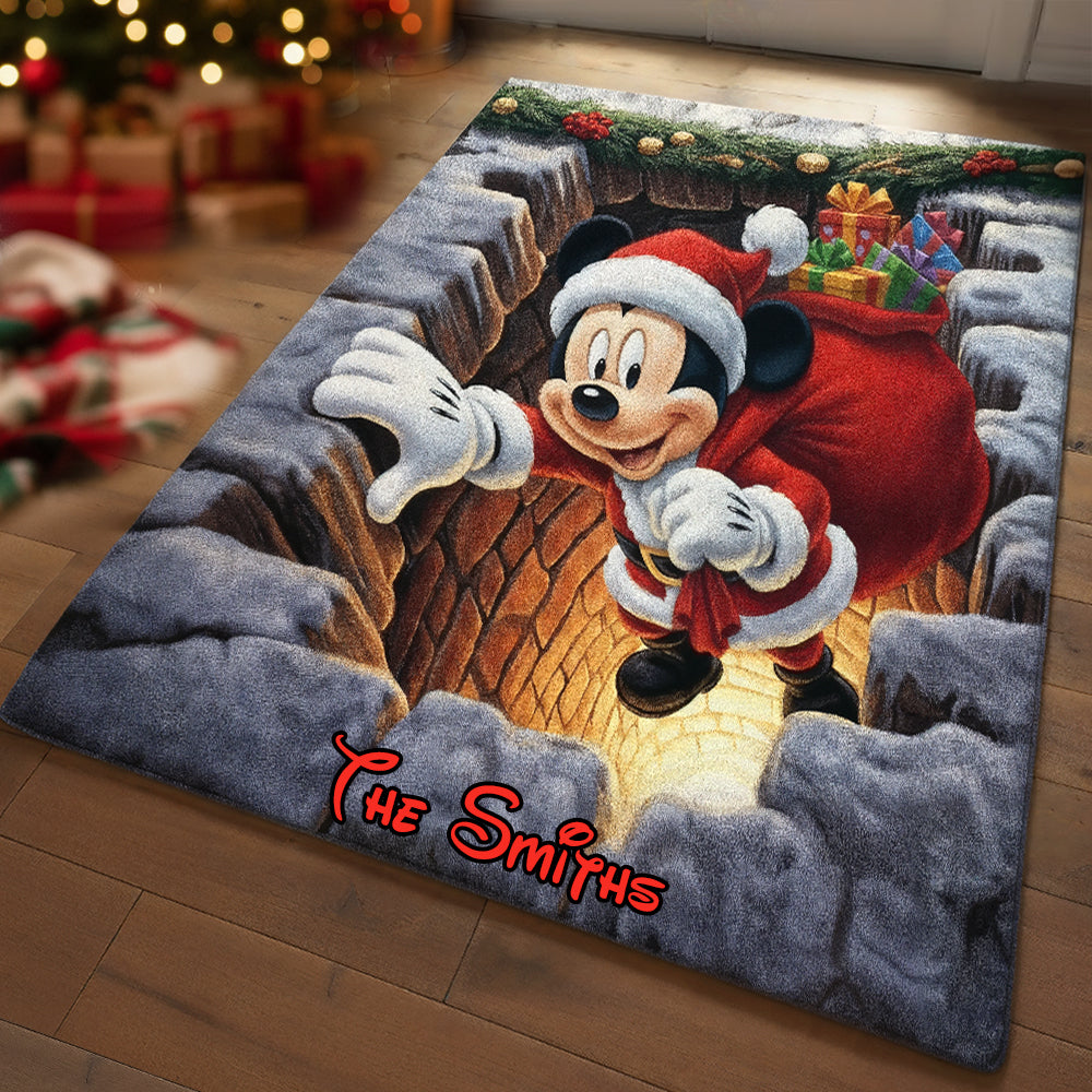 Personalized Disney Christmas Rug Custom Family Name Gift Non-Slip Tufted Rug GradoCreations