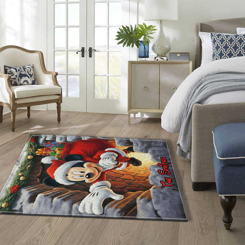 Personalized Disney Christmas Rug Custom Family Name Gift Non-Slip Tufted Rug GradoCreations