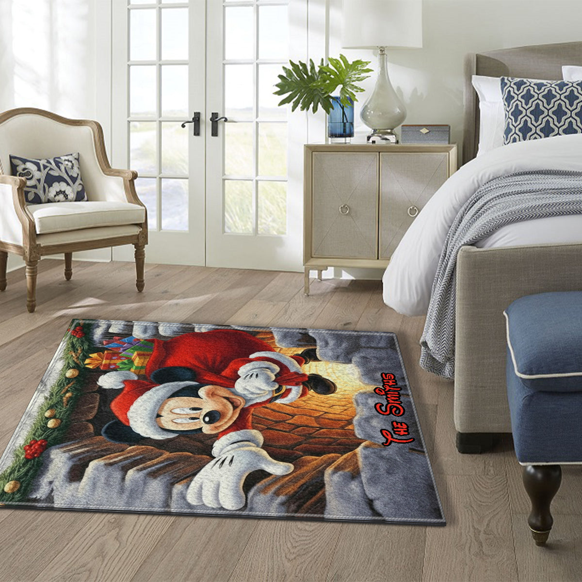 Personalized Disney Christmas Rug Custom Family Name Gift Non-Slip Tufted Rug GradoCreations
