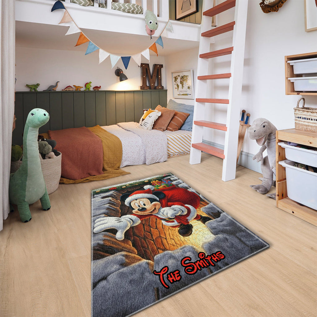 Personalized Disney Christmas Rug Custom Family Name Gift Non-Slip Tufted Rug GradoCreations