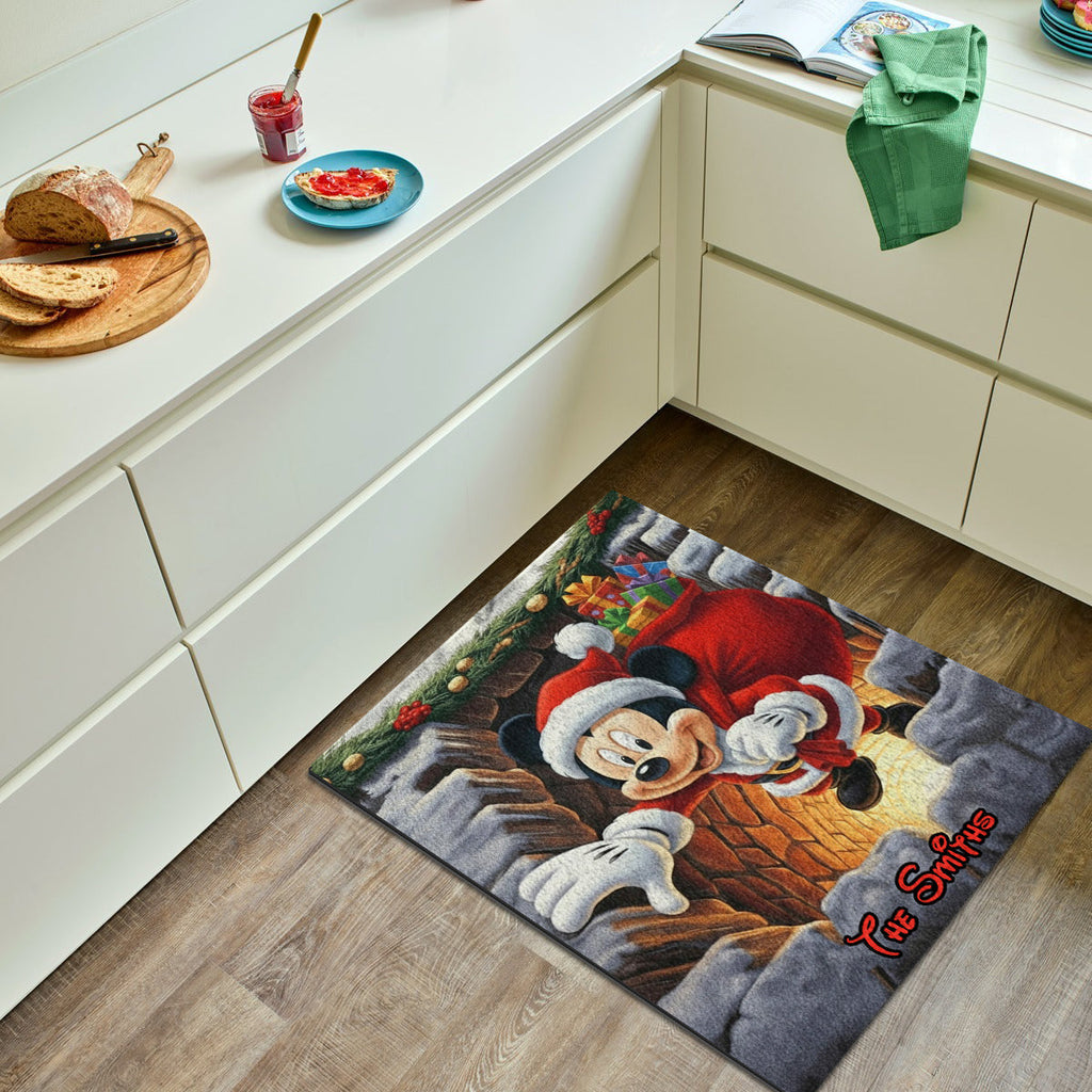 Personalized Disney Christmas Rug Custom Family Name Gift Non-Slip Tufted Rug GradoCreations
