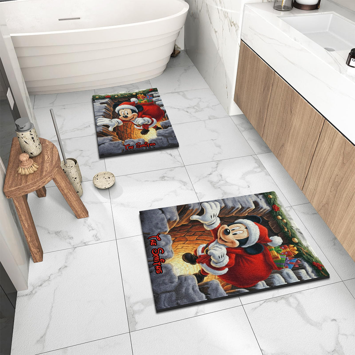 Personalized Disney Christmas Rug Custom Family Name Gift Non-Slip Tufted Rug GradoCreations
