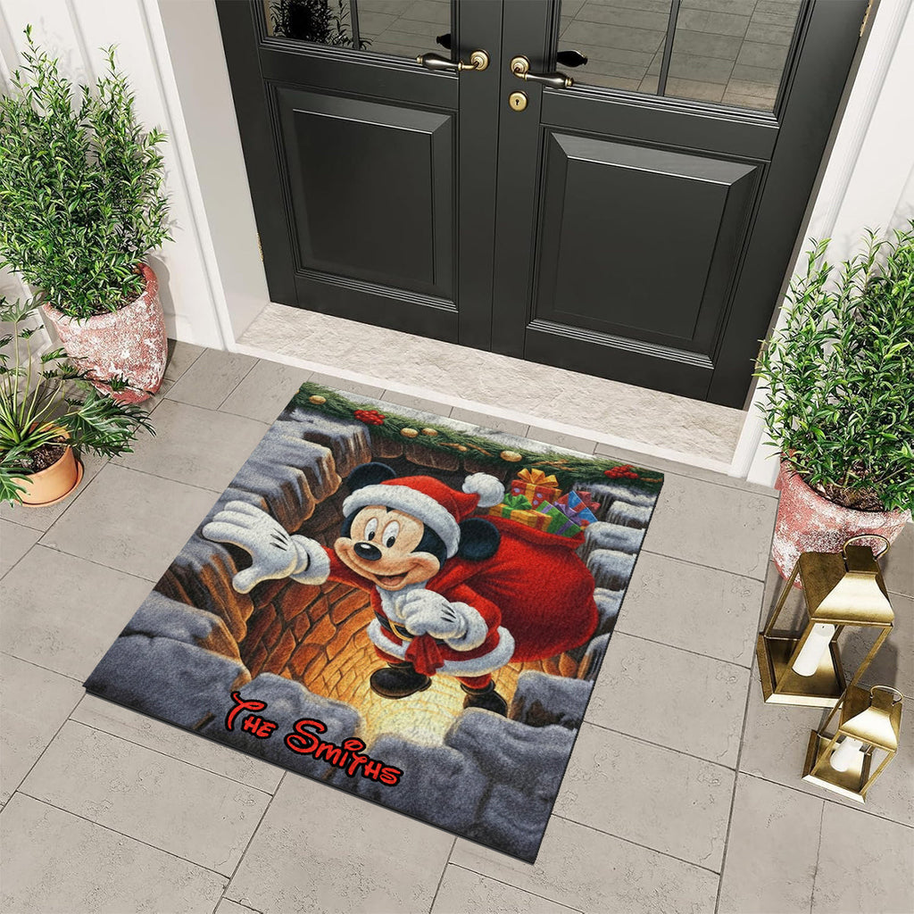 Personalized Disney Christmas Rug Custom Family Name Gift Non-Slip Tufted Rug GradoCreations