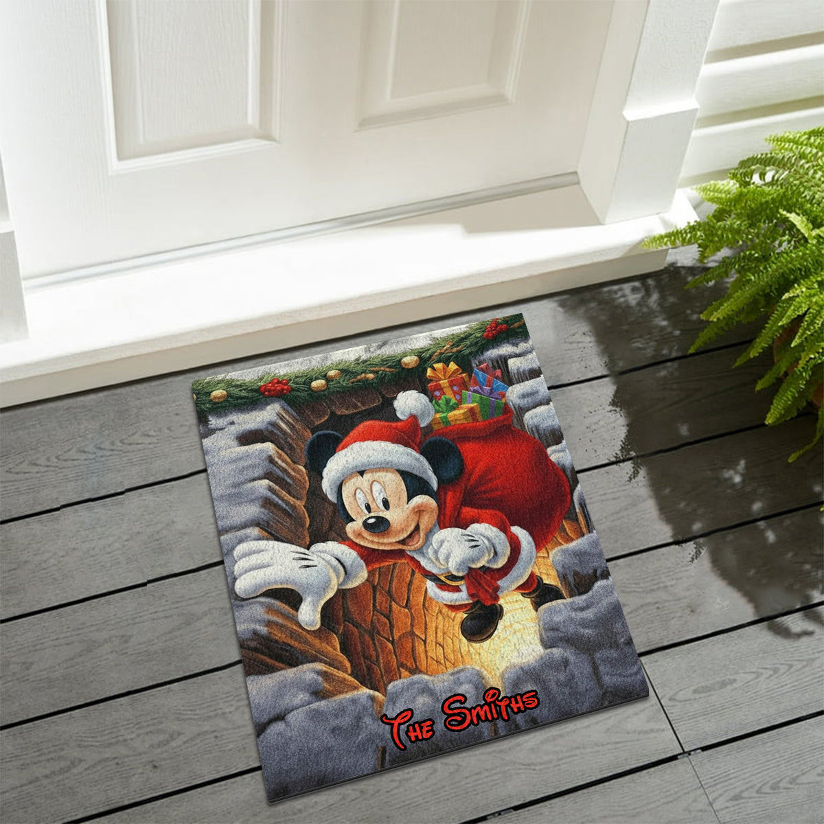 Personalized Disney Christmas Rug Custom Family Name Gift Non-Slip Tufted Rug GradoCreations