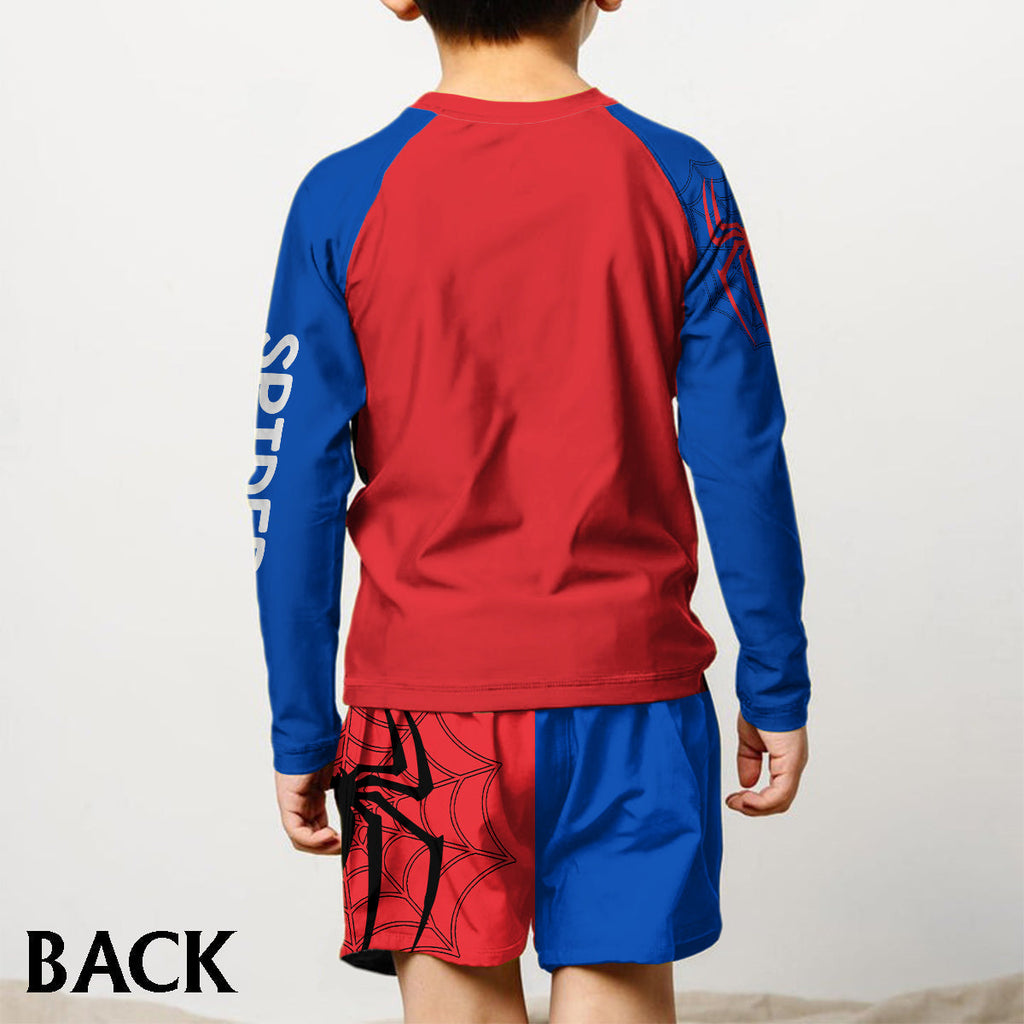 Personalized Spider Kid Rashguard Set with Swim Trunks Kid Swimsuit Trunk Rashguard Set GradoCreations