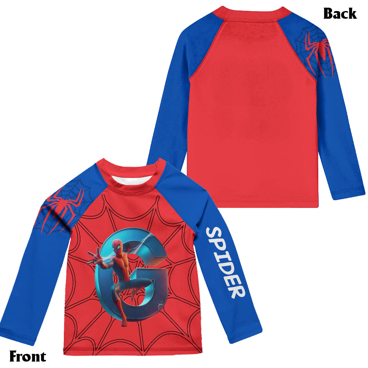Personalized Spider Kid Rashguard Set with Swim Trunks Kid Swimsuit Trunk Rashguard Set GradoCreations