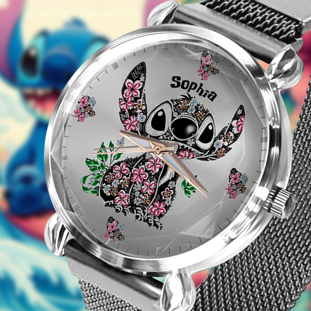 Personalized Ohana Women’s Hand Watch with Stitch Design Gift Women Hand Watch GradoCreations