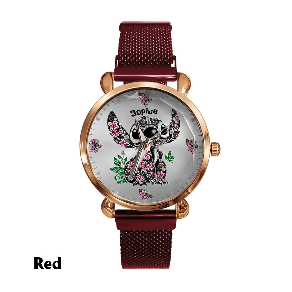 Personalized Ohana Women’s Hand Watch with Stitch Design Gift Women Hand Watch GradoCreations