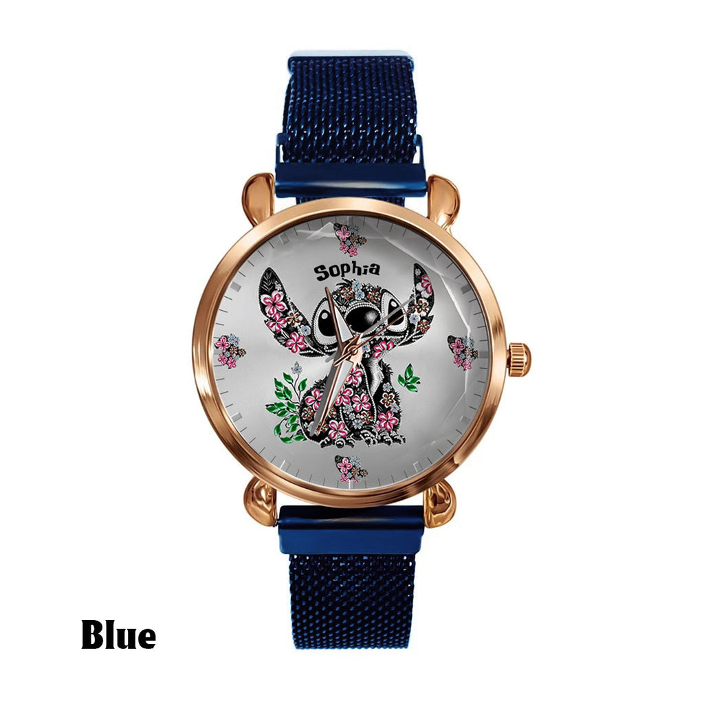 Personalized Ohana Women’s Hand Watch with Stitch Design Gift Women Hand Watch GradoCreations