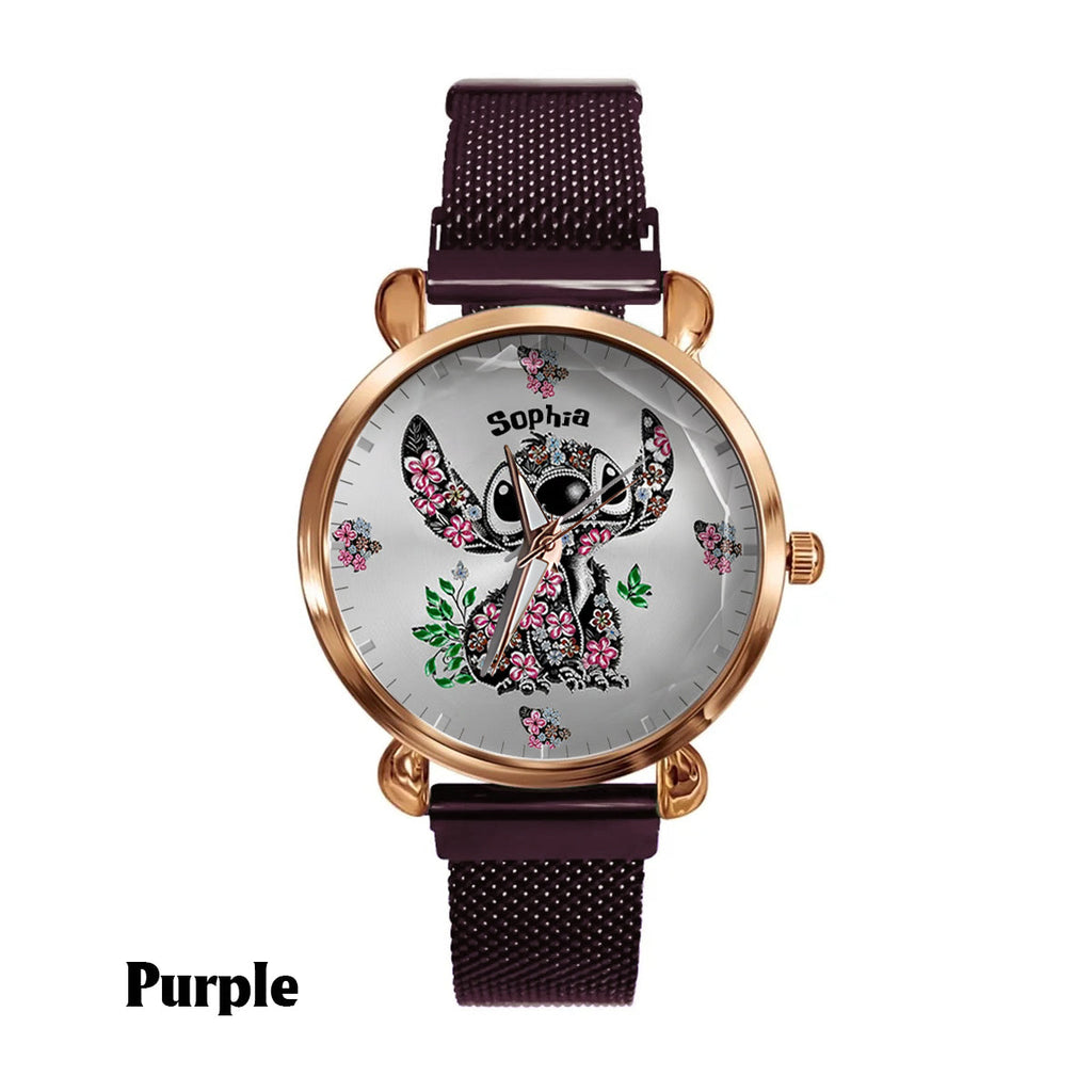 Personalized Ohana Women’s Hand Watch with Stitch Design Gift Women Hand Watch GradoCreations