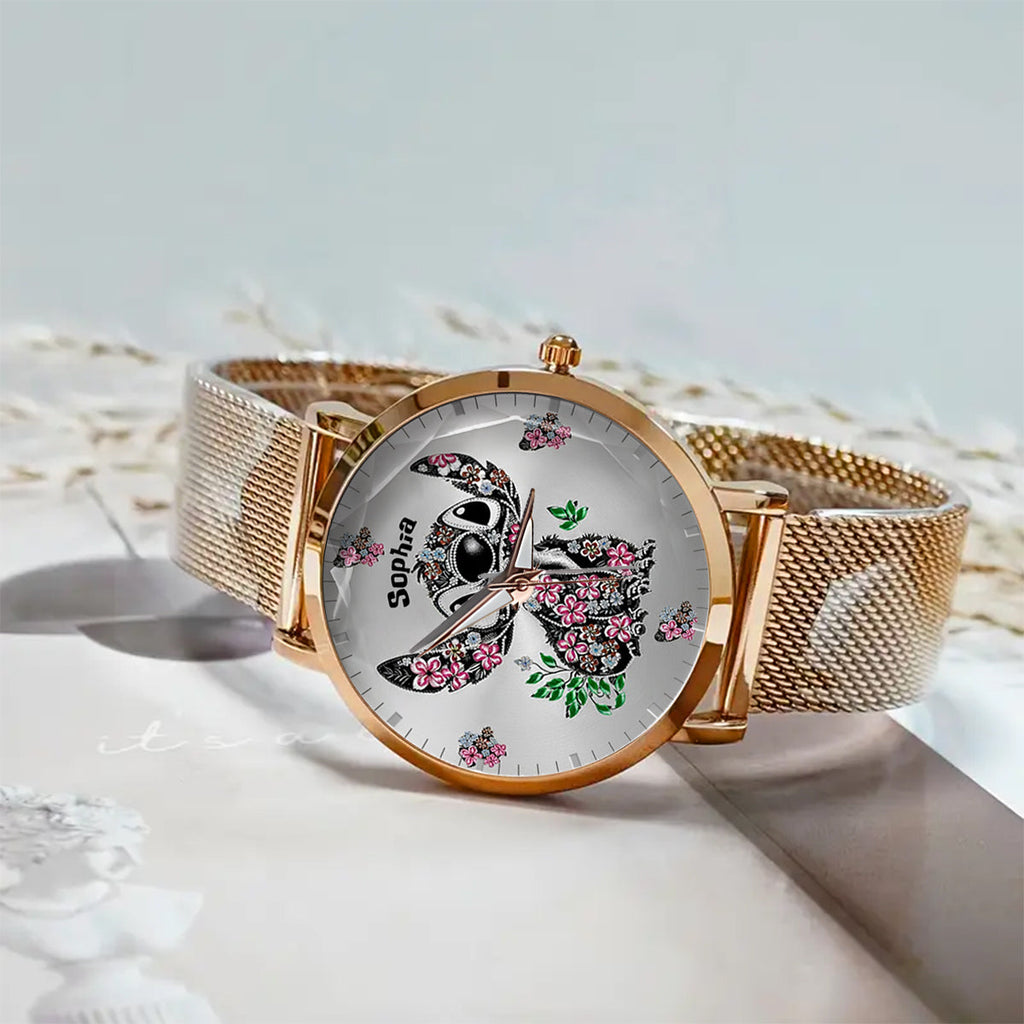 Personalized Ohana Women’s Hand Watch with Stitch Design Gift Women Hand Watch GradoCreations