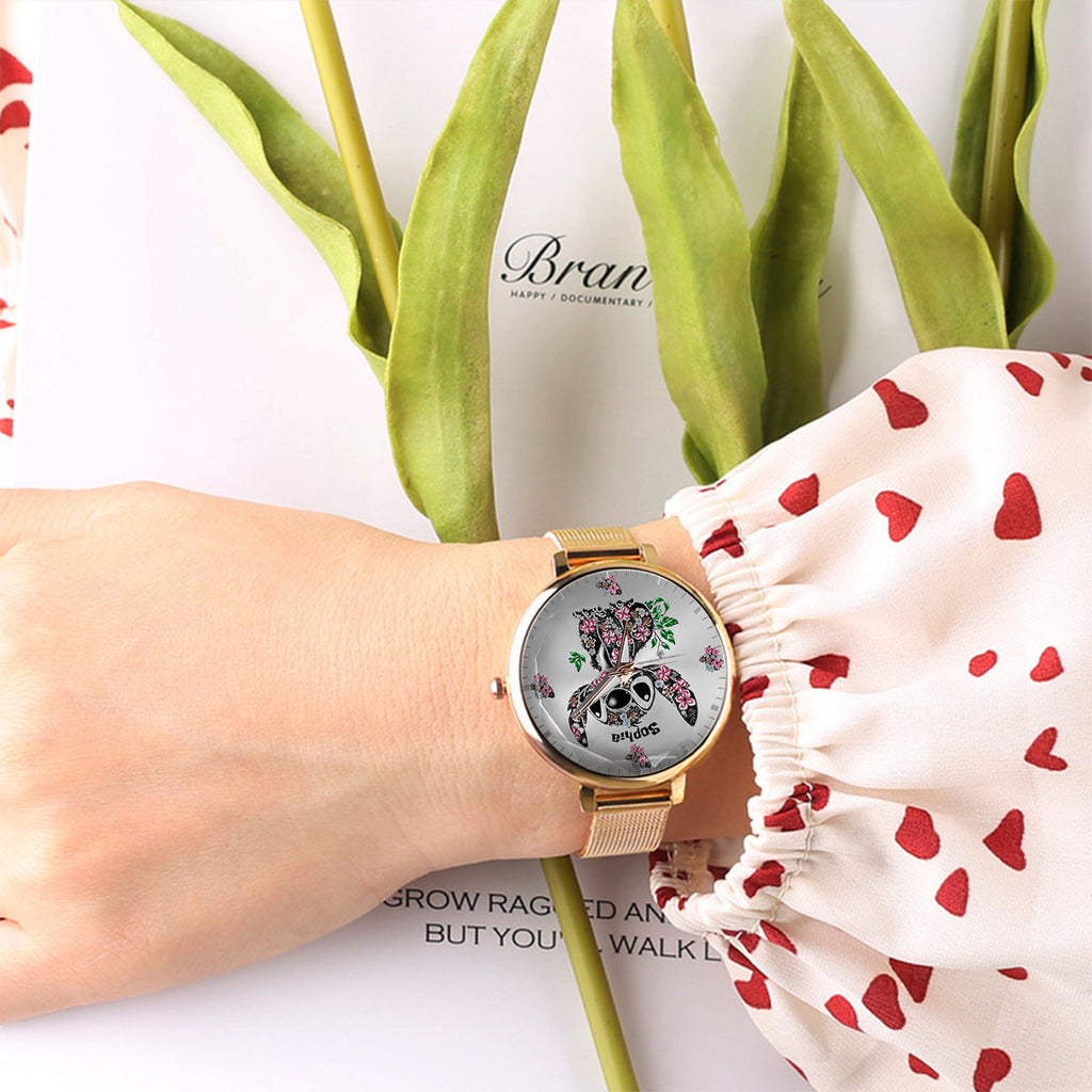 Personalized Ohana Women’s Hand Watch with Stitch Design Gift Women Hand Watch GradoCreations