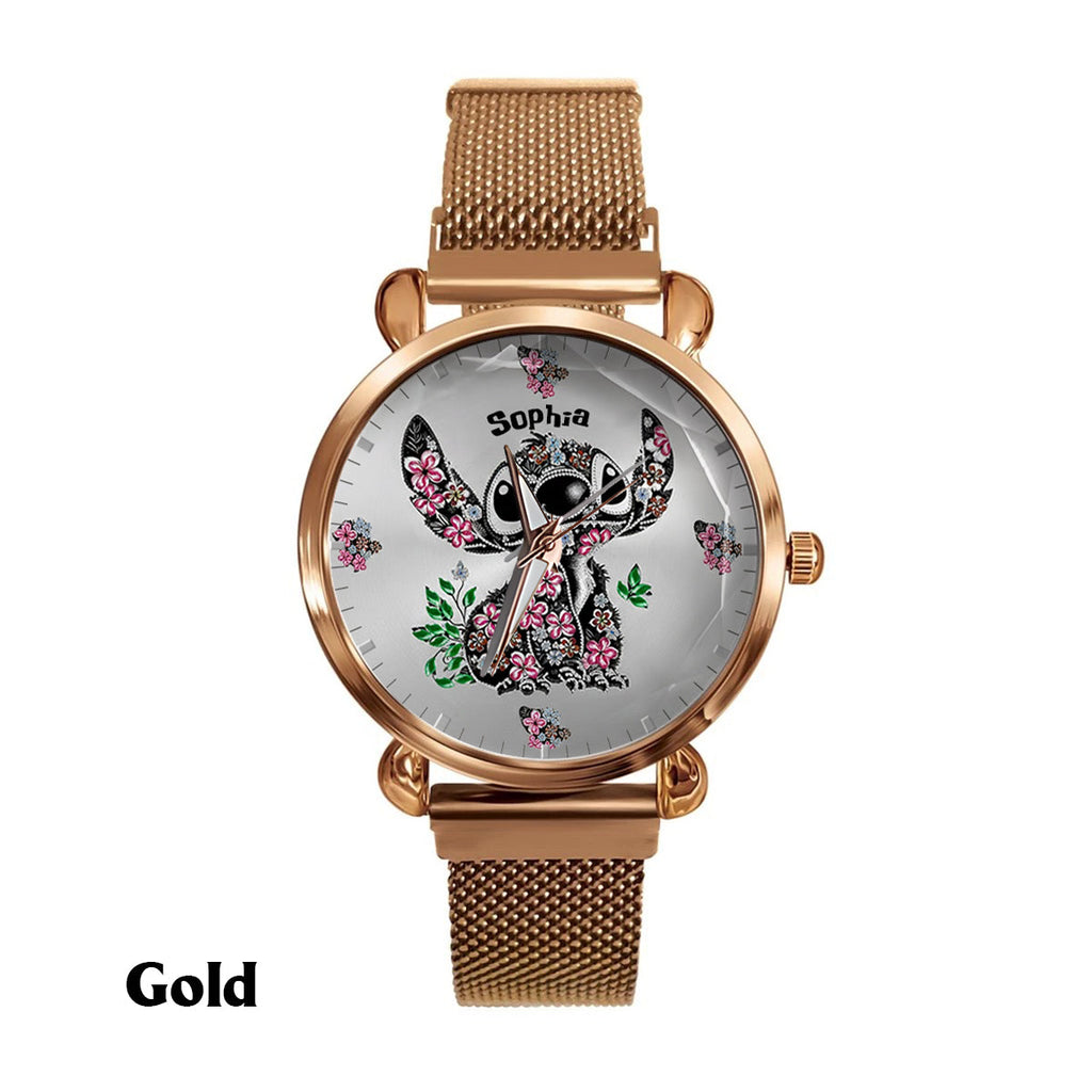 Personalized Ohana Women’s Hand Watch with Stitch Design Gift Women Hand Watch GradoCreations