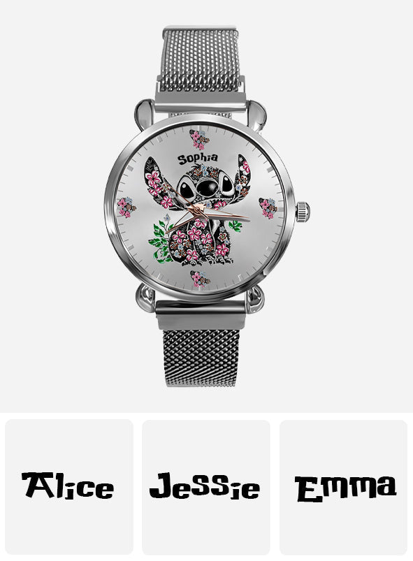 Personalized Ohana Women’s Hand Watch with Stitch Design Gift Women Hand Watch GradoCreations