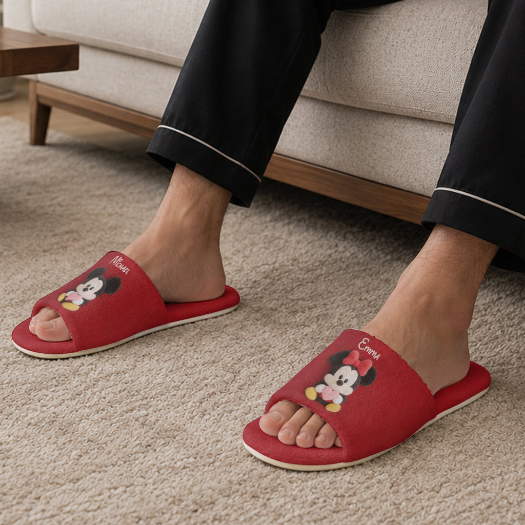Personalized Cartoon Mouse Couple Open-Toe Slippers Gift Open-Toe Slippers GradoCreations