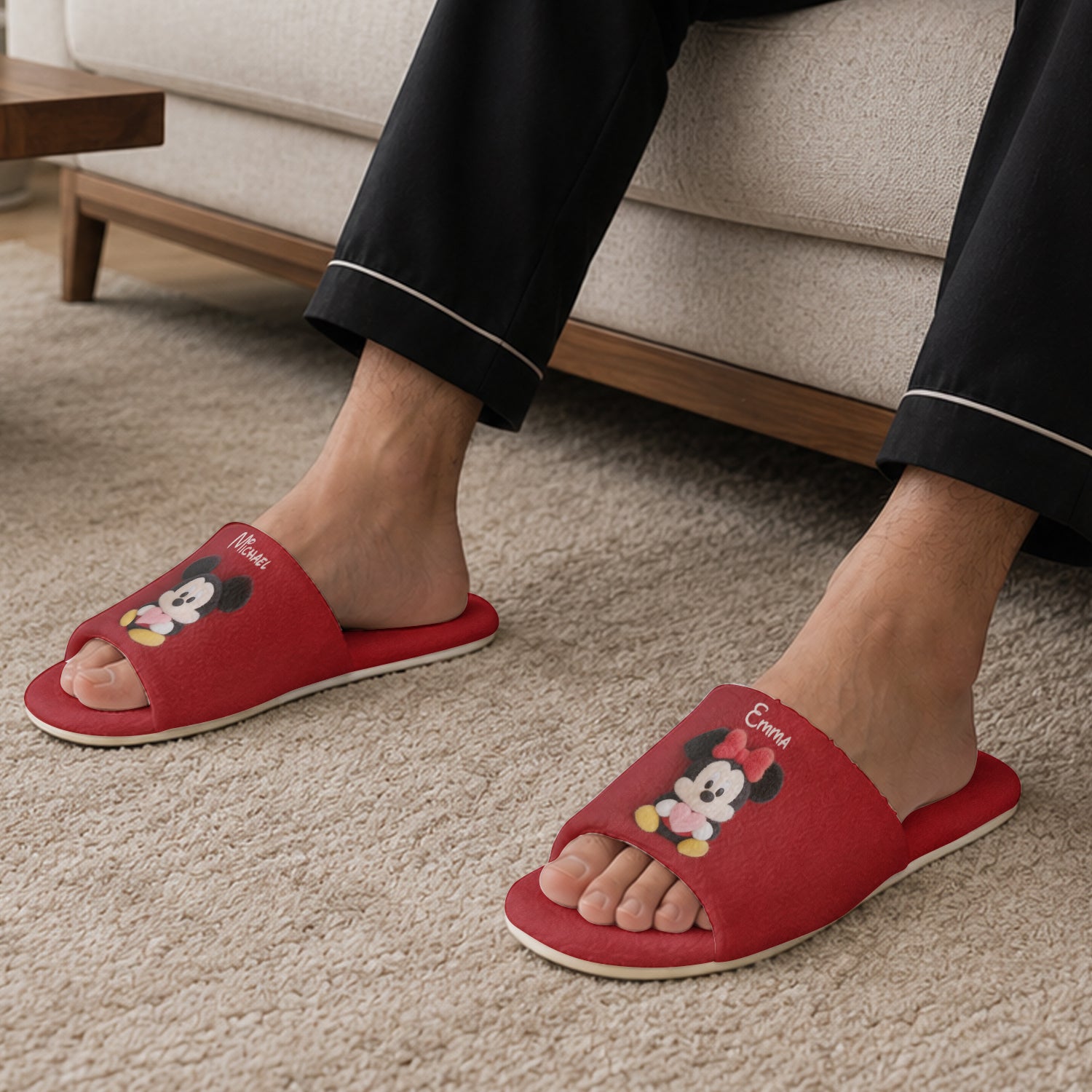 Personalized Cartoon Mouse Couple Open-Toe Slippers Gift Open-Toe Slippers GradoCreations
