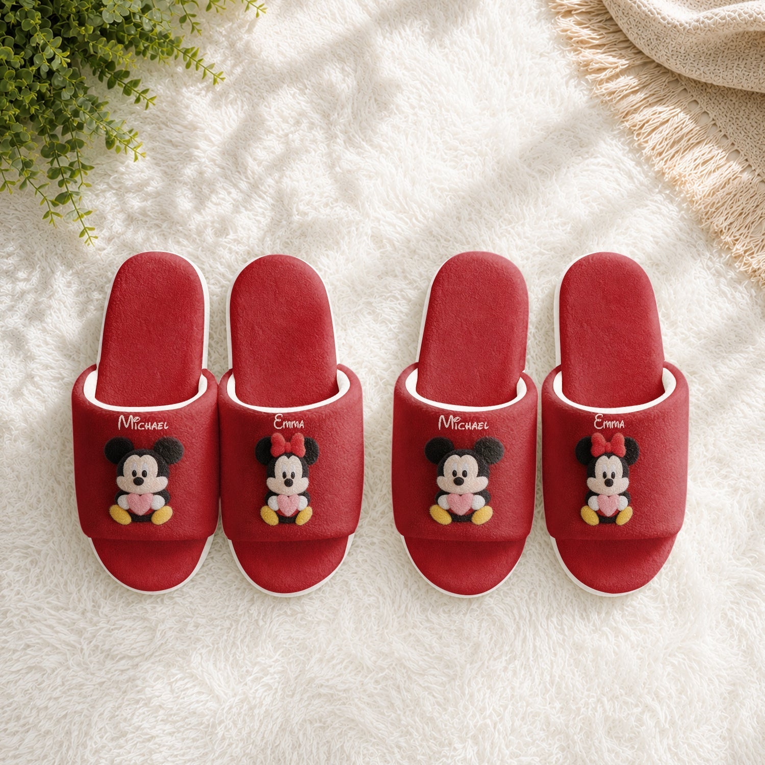 Personalized Cartoon Mouse Couple Open-Toe Slippers Gift Open-Toe Slippers GradoCreations