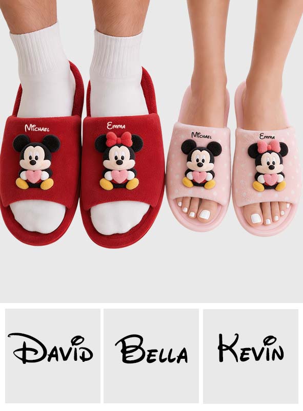 Personalized Cartoon Mouse Couple Open-Toe Slippers Gift Open-Toe Slippers GradoCreations