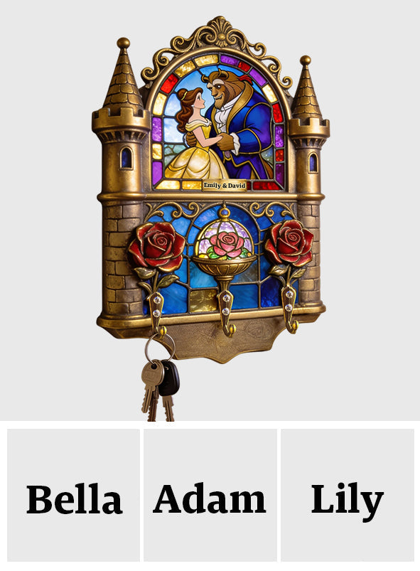 Personalized Beauty and the Beast Key Rack Custom Gift for Couples Custom Shaped Key Rack GradoCreations