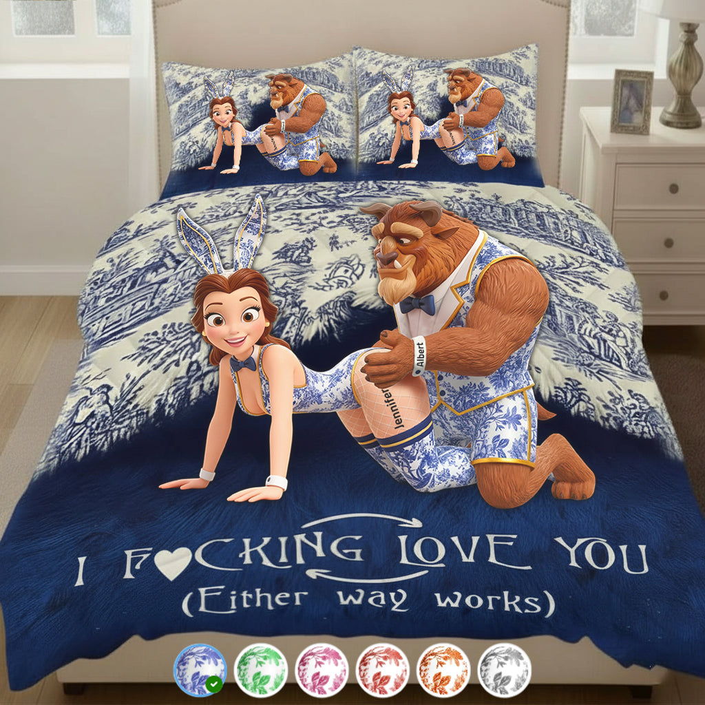 Personalized 3D Mouse Quilt Set Custom Name Gift for Couple Quilt Set GradoCreations