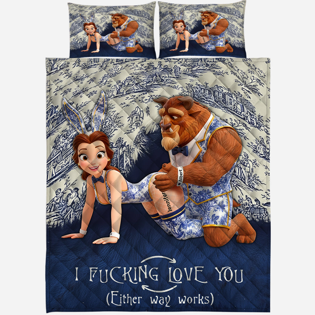 Personalized 3D Mouse Quilt Set Custom Name Gift for Couple Quilt Set GradoCreations