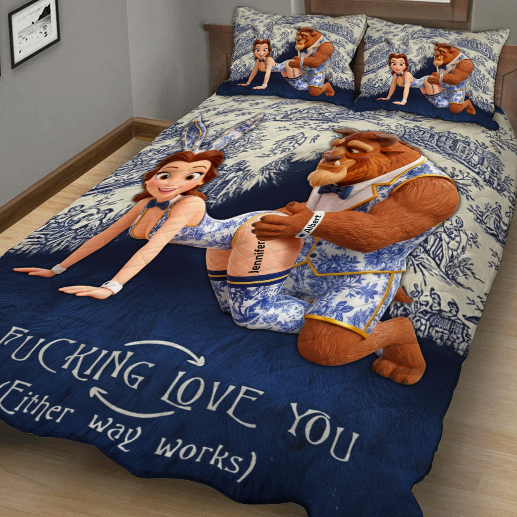 Personalized 3D Mouse Quilt Set Custom Name Gift for Couple Quilt Set GradoCreations