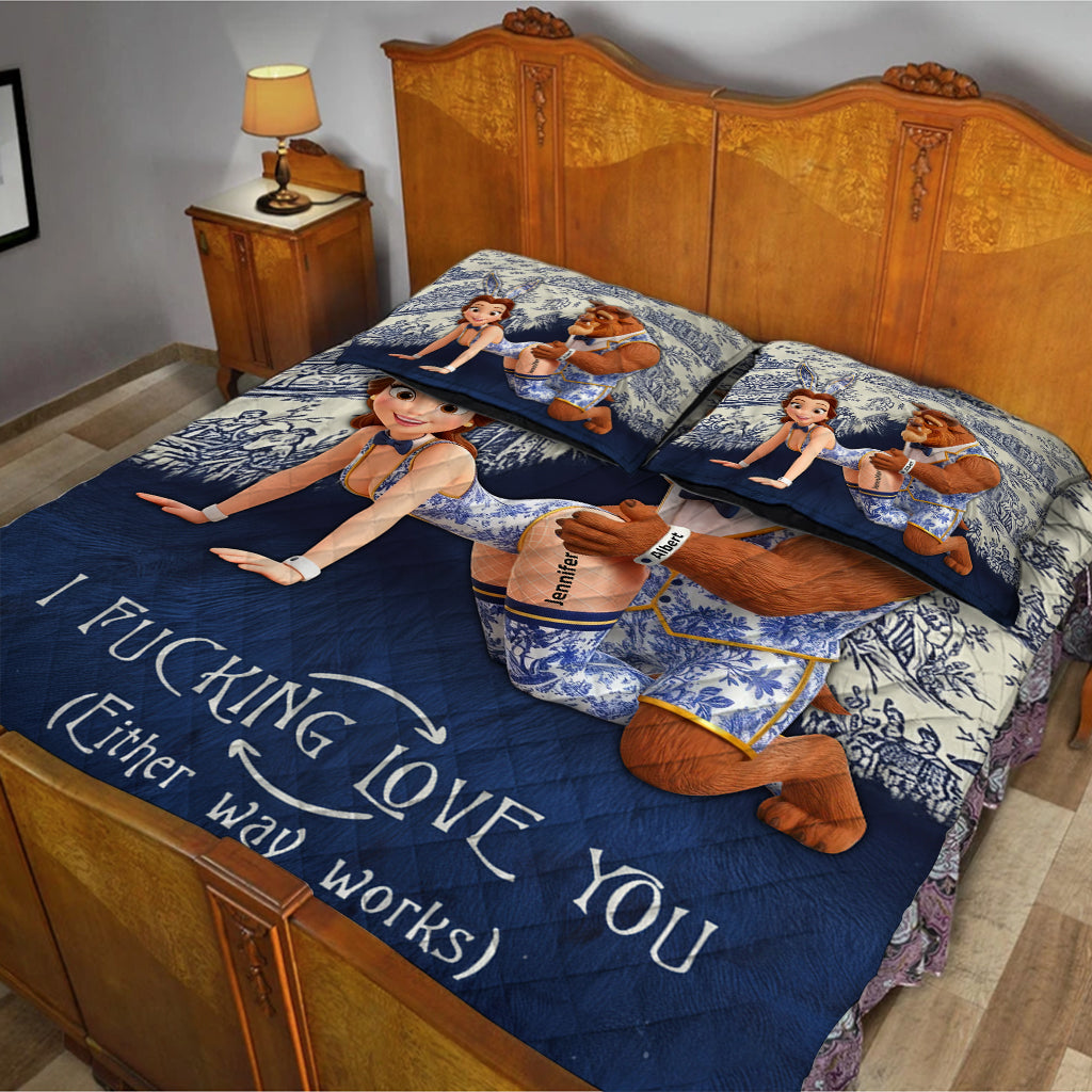 Personalized 3D Mouse Quilt Set Custom Name Gift for Couple Quilt Set GradoCreations