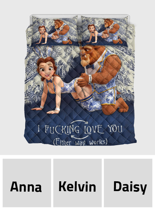 Personalized 3D Mouse Quilt Set Custom Name Gift for Couple Quilt Set GradoCreations