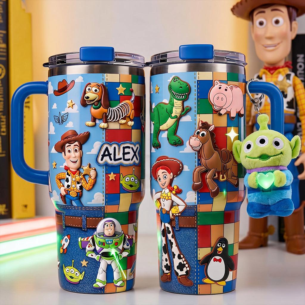 Personalized Toy Story Tumbler with Plush Charm Gift for Kids Tumbler With Plush Charm GradoCreations